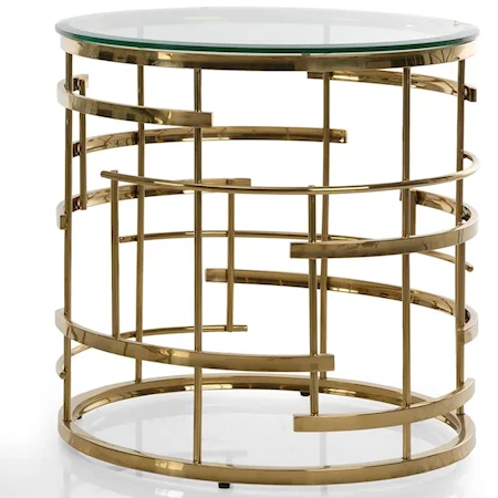 End Table with Round Glass Top
